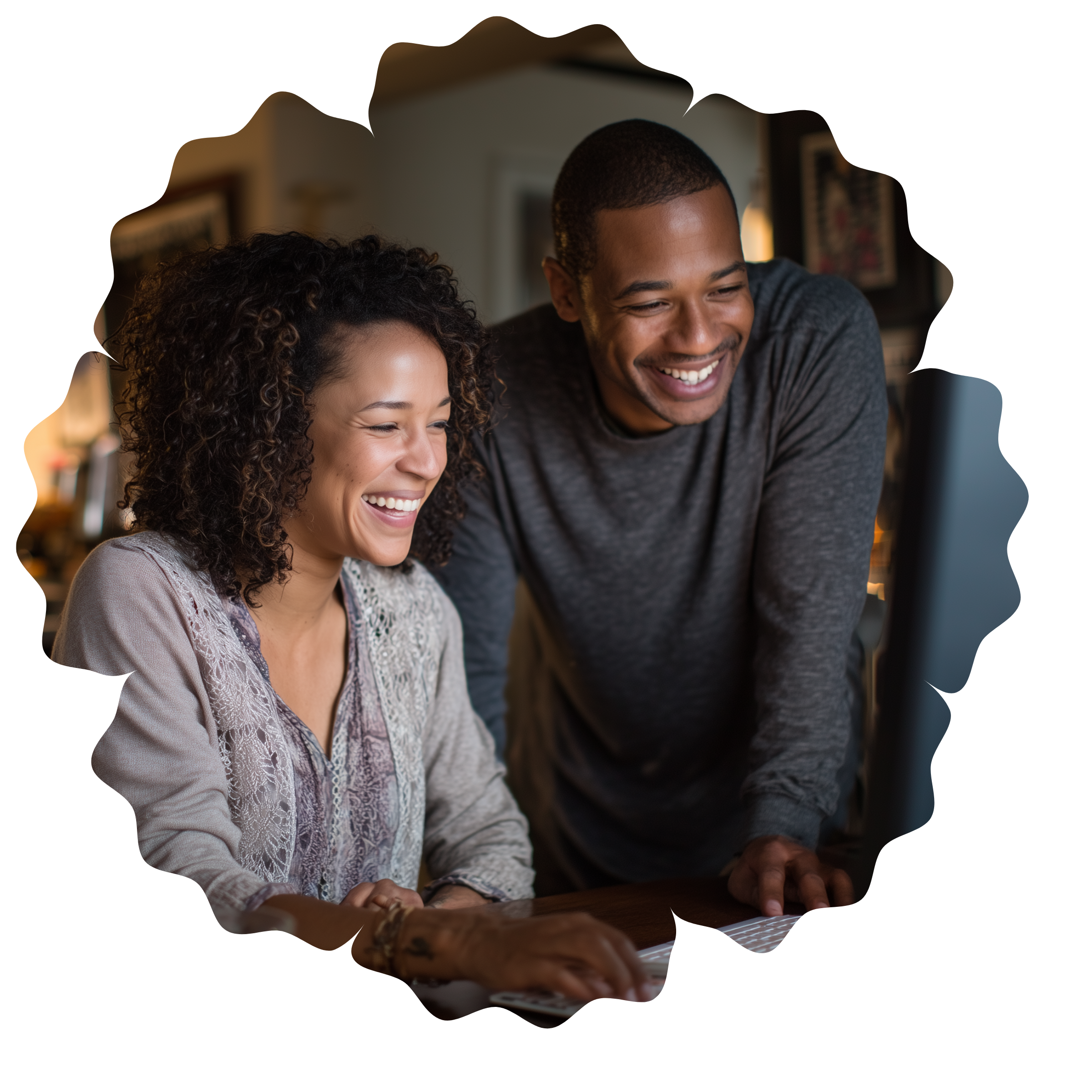 Happy couple with successful AI search